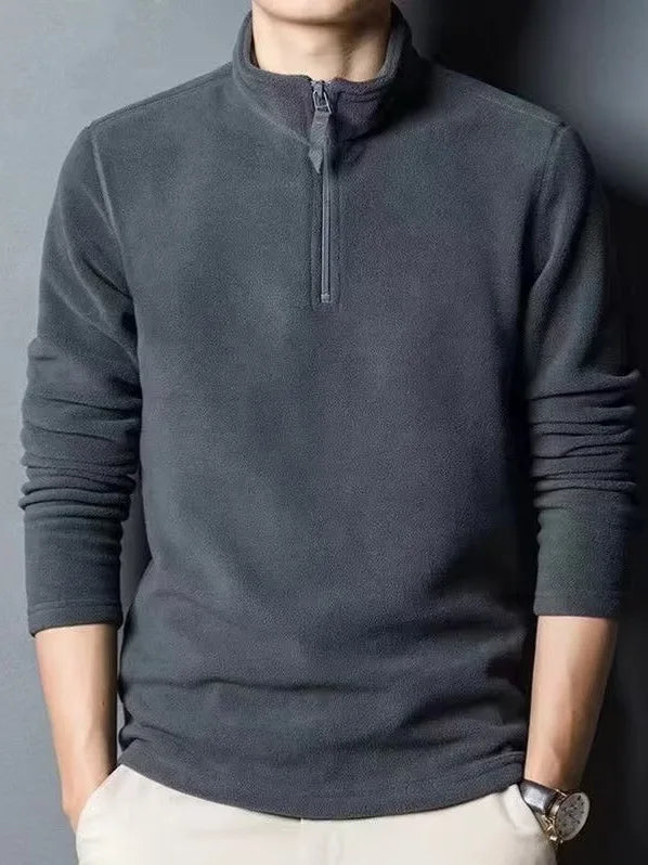 Men's insulation Polo Shirts 2026 Autumn Winter Standing Neck Half Zip Long Sleeve Fashion Versatile Sweatshirt Tees thicken Top BAZAARHUBO