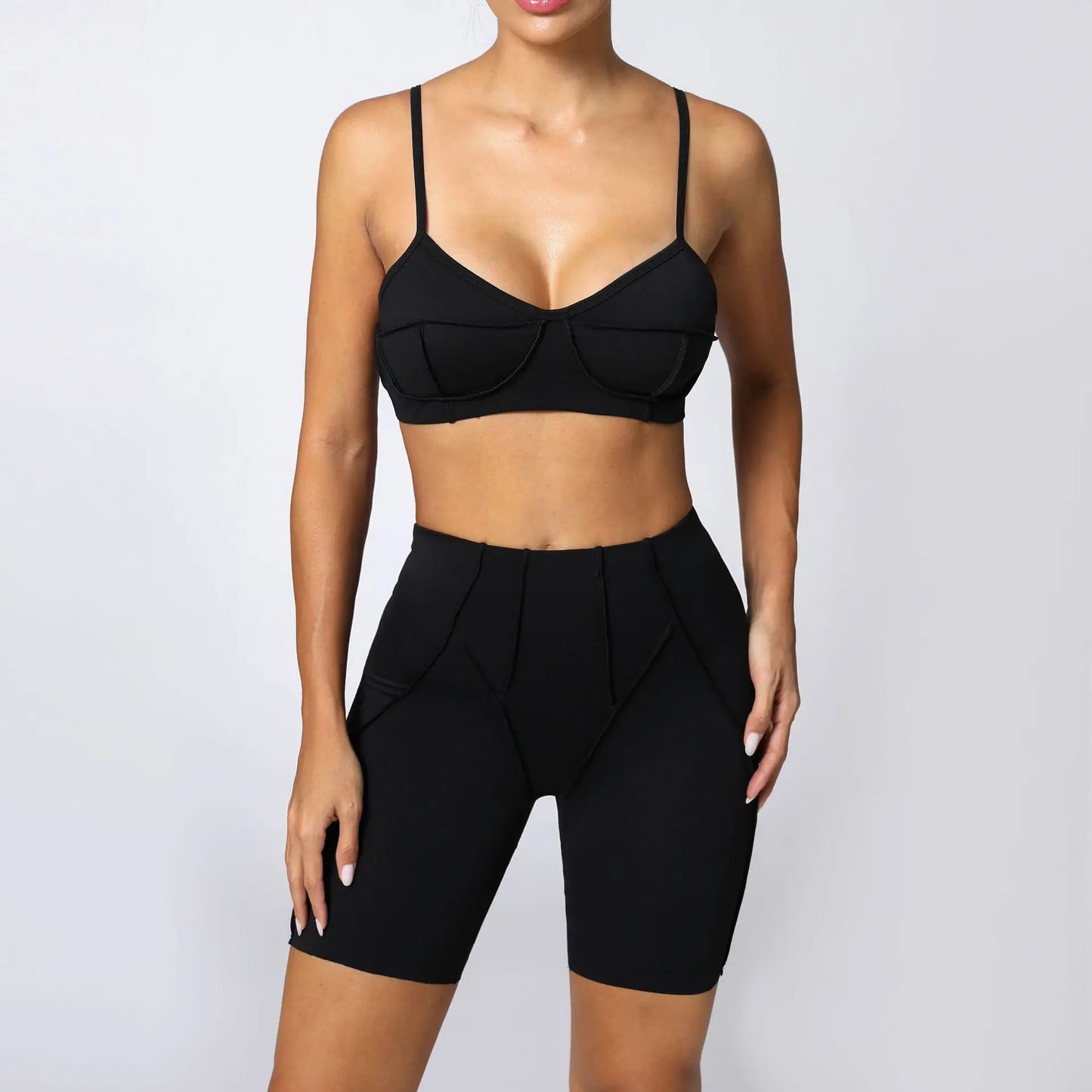 Yoga Fitness Sports Sets High Waist Hip-lifting Shorts Open Back Bra Suit Casual Running Workout Gym Leggings Sexy Set for Women