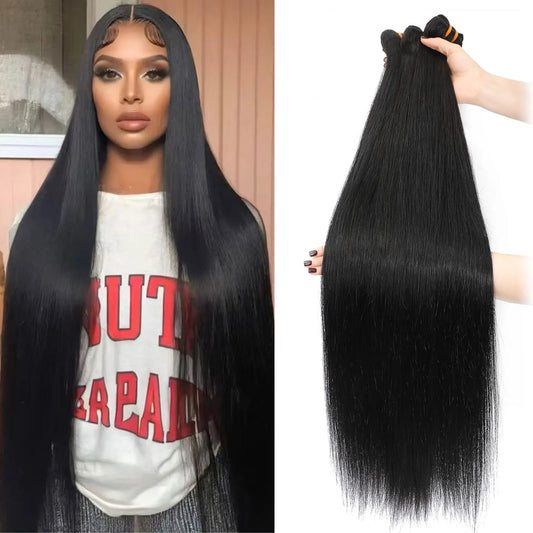 Jupade Human Hair Bundles Remy Straight Bundles Human Hair 1/3 PC Straight Quick Weave Hair Bundles Sew In Human Hair Extension