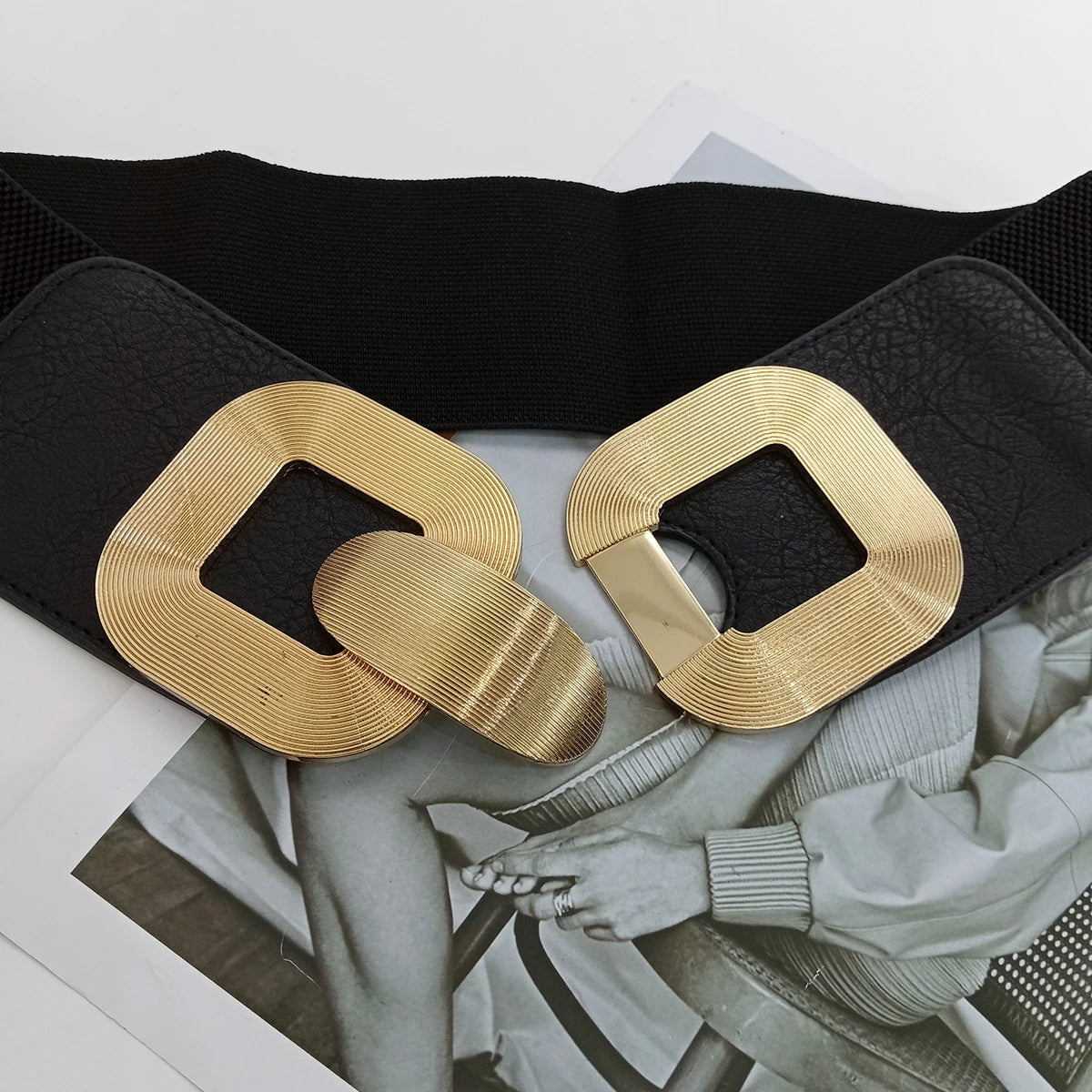 Black Plus Size Wide belt for women Girdles Elastic Cummerbunds Luxury Brands Designer Corset Belt Female Punk Gothic Belt Gold BAZAARHUBO