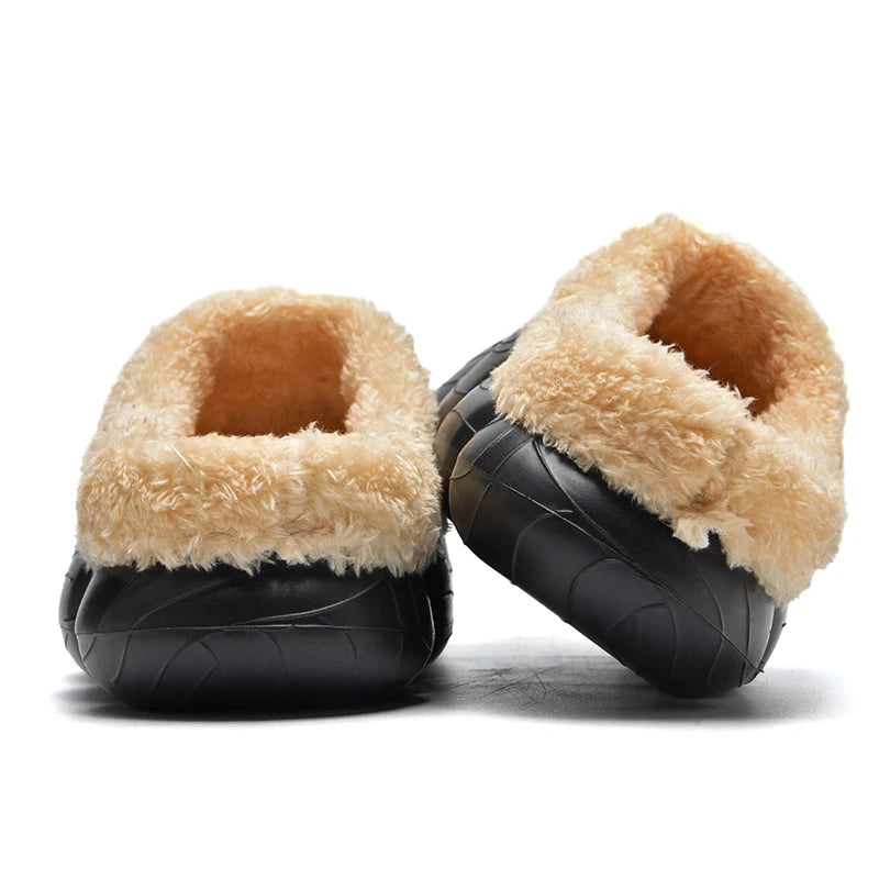 STRONGSHEN Men Women Warm Slippers EVA Slip on Shoes Walking Shoes Winter Fur Half Slipper Soft Household Sandals Zapatos Hombre