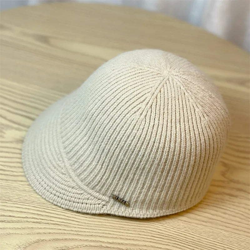 Winter Knitted Baseball Cap for Women's Caps Designer Head Solid Color Women's Knitted Hat Outdoor Casual Equestrian Hat Female BAZAARHUBO