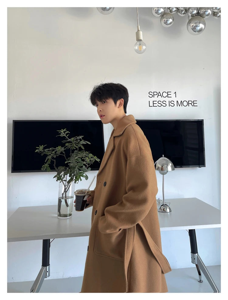 Long Coats Men chamarras para hombre Woolen Jackets winter coat men Trench Male Vintage Loose Heavy Jackets Men Leisure Overcoat