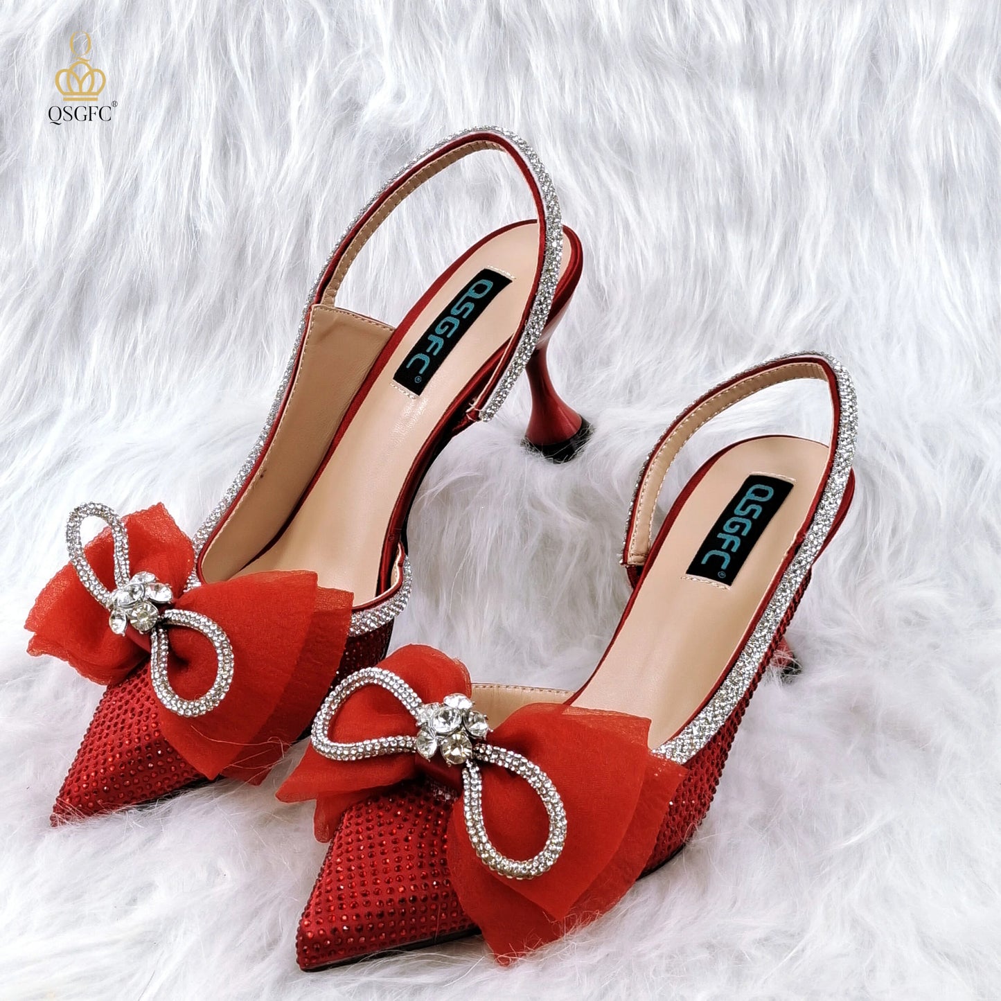 Rhinestone High Heels & Matching Bag Set | Women's Party Pumps