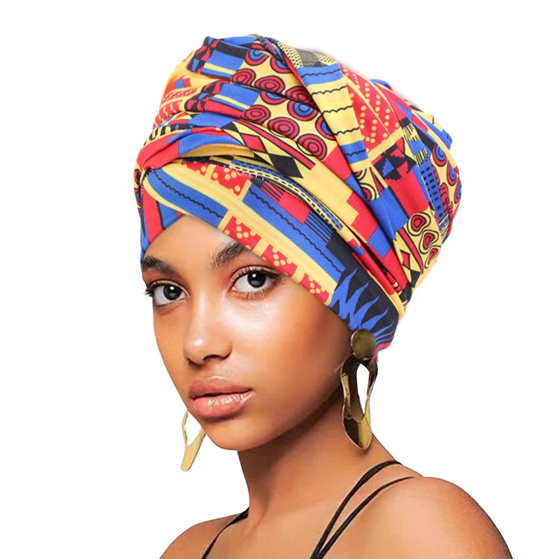 Women Muslim Turban Cap Long Style Elegant African print Auto Gele Headtie Female Head Wraps Nigeria Party Headpiece Turbante