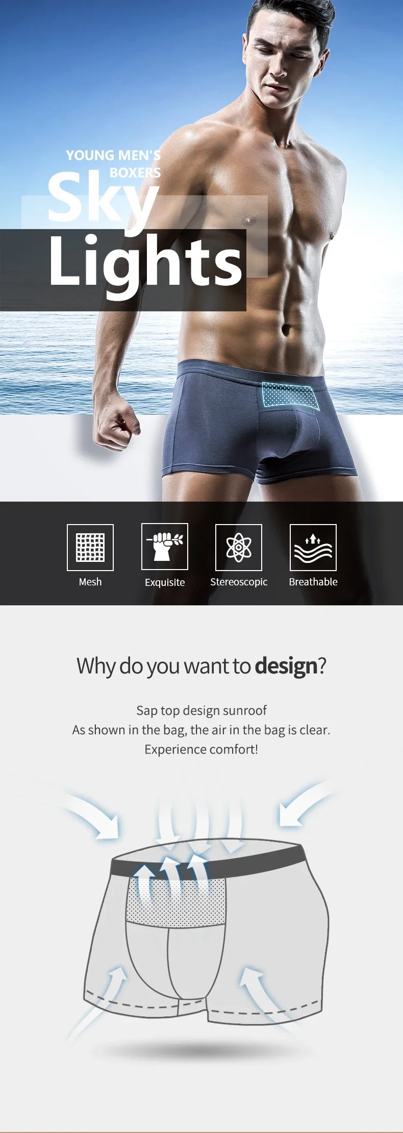 Men's Underwear - Silk Flat-front Briefs - Modal Four-Piece Briefs - Summer Breathable - Summer Lightweight Underpants
