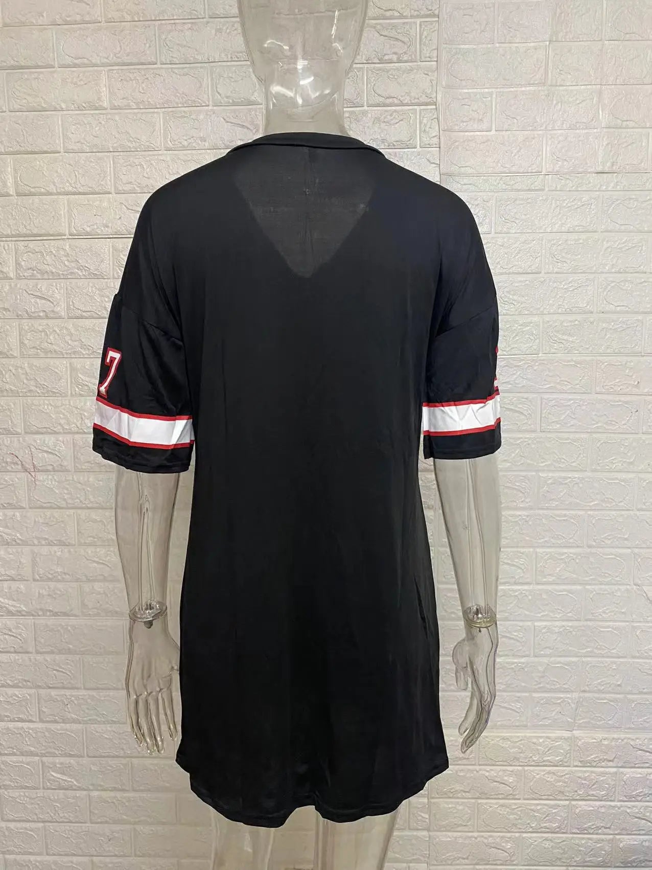 2025 New Fashion V-Neck Queen Letters Print Dress Short Sleeve Basketball Sporty Style Sexy Loose Female Clothing Streetwear