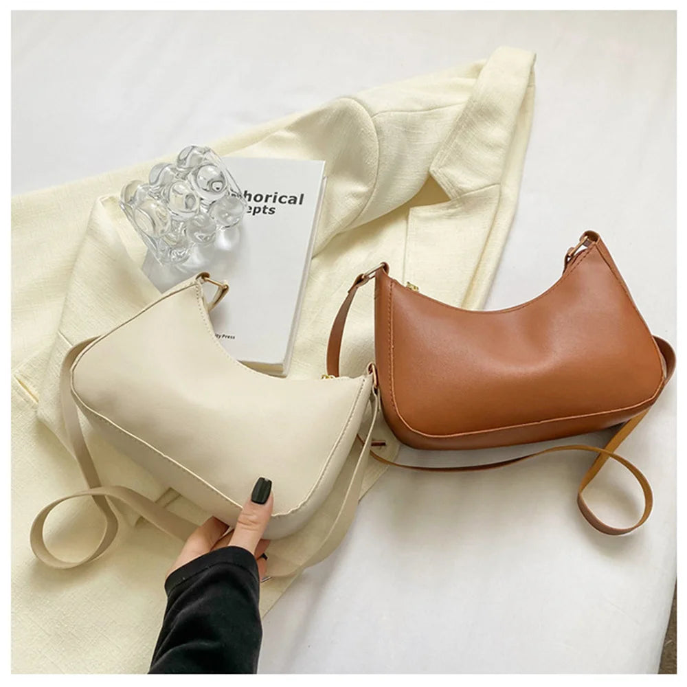 WOMEN'S Bag Underarm Bag  Handbags Retro Solid Color PU Leather Shoulder Underarm Bags Casual Women Hobos Handbags