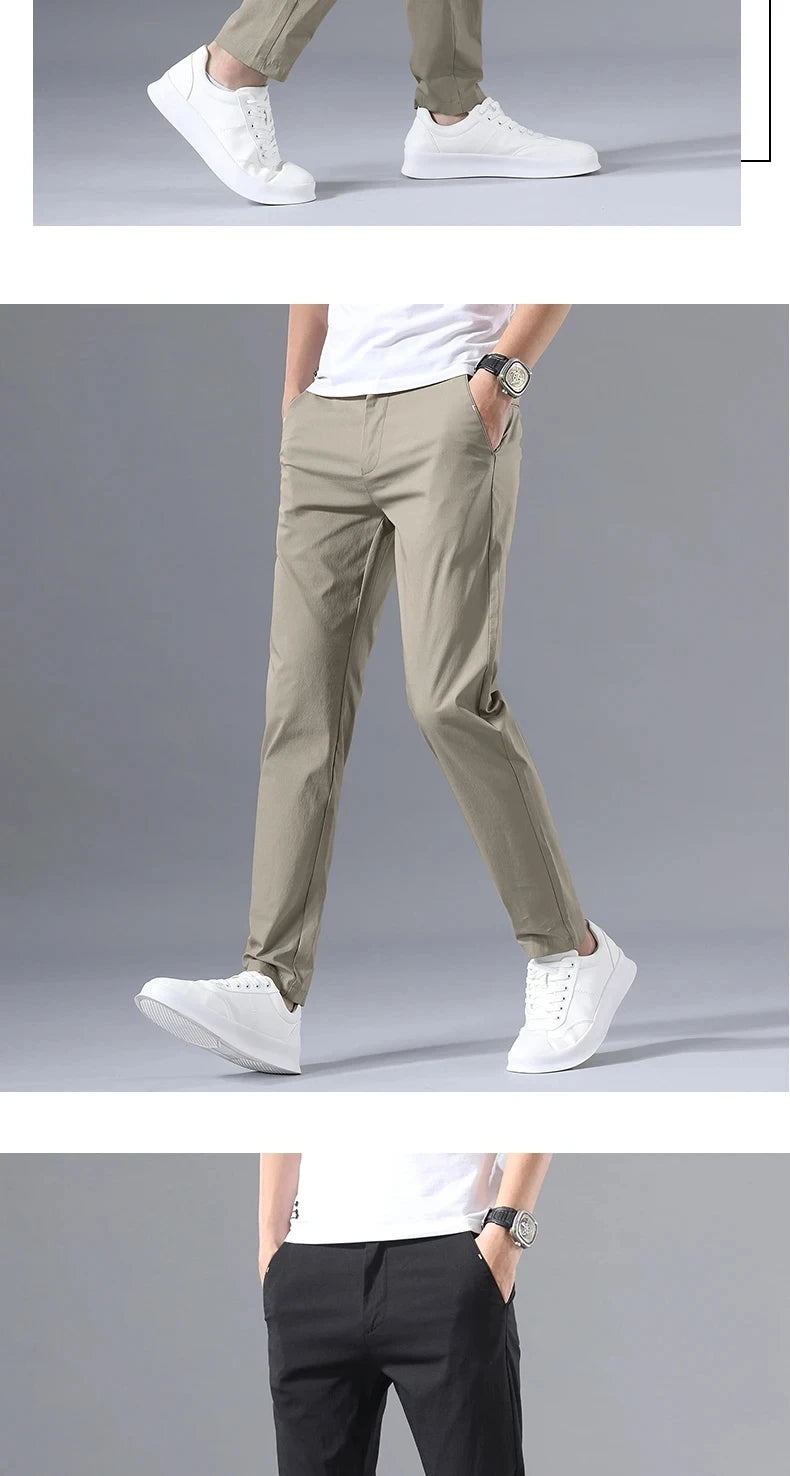 2025 Spring Autumn Thin Slim Men Casual Pants Classic Business Cotton Stretch Golf Trousers Korean Fashion Male Clothing Pants