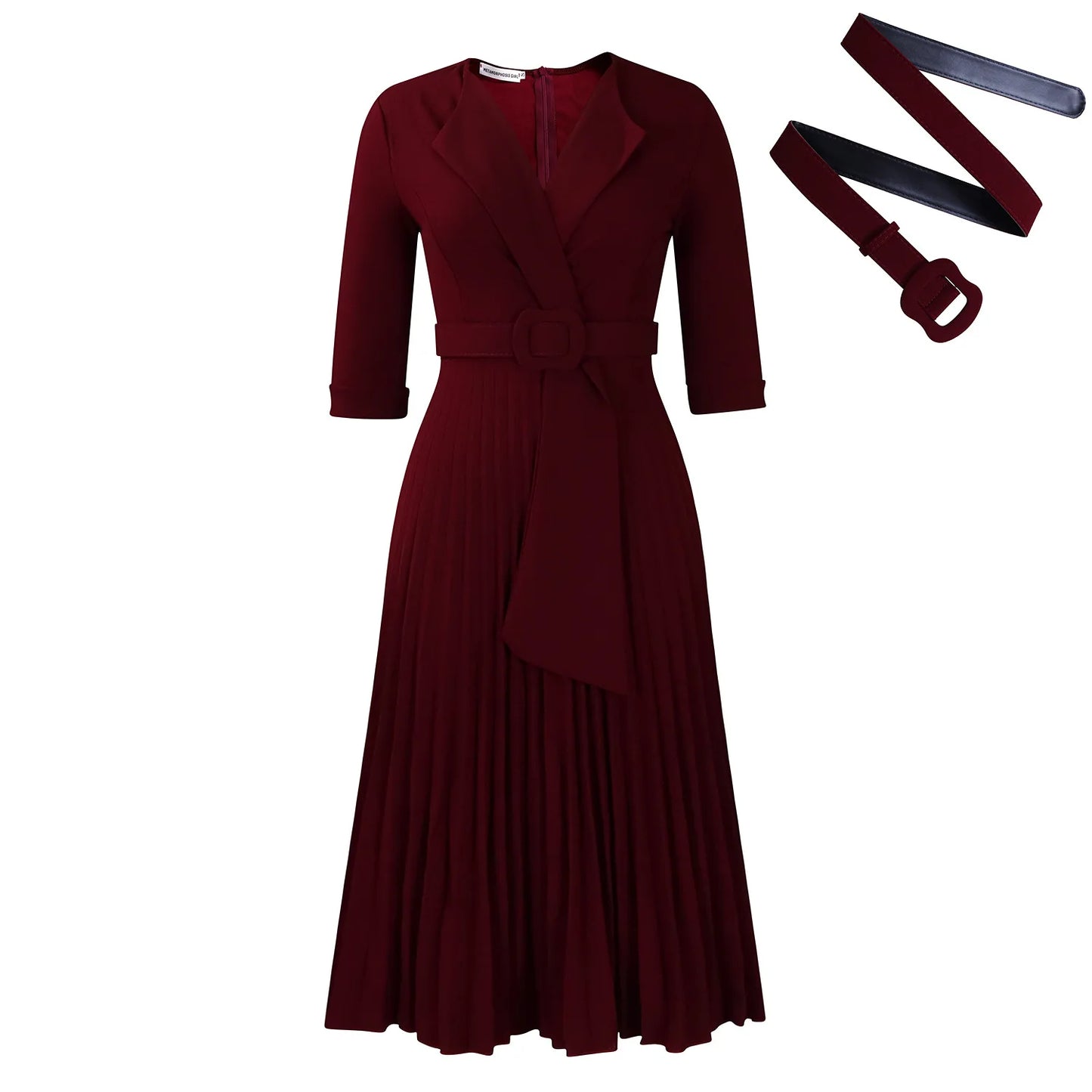 New Dashiki African Dresses for Women Spring Autumn Elegant Half Sleeve V-neck Pleated OL Style Midi Dress African Clothes Femme
