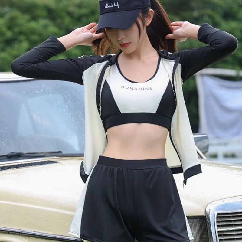 Swimsuit Women Summer Split Conservative Snorkeling Sunscreen Long Sleeve Pants Five Piece Set Jellyfish Sports Surfing Swimsuit