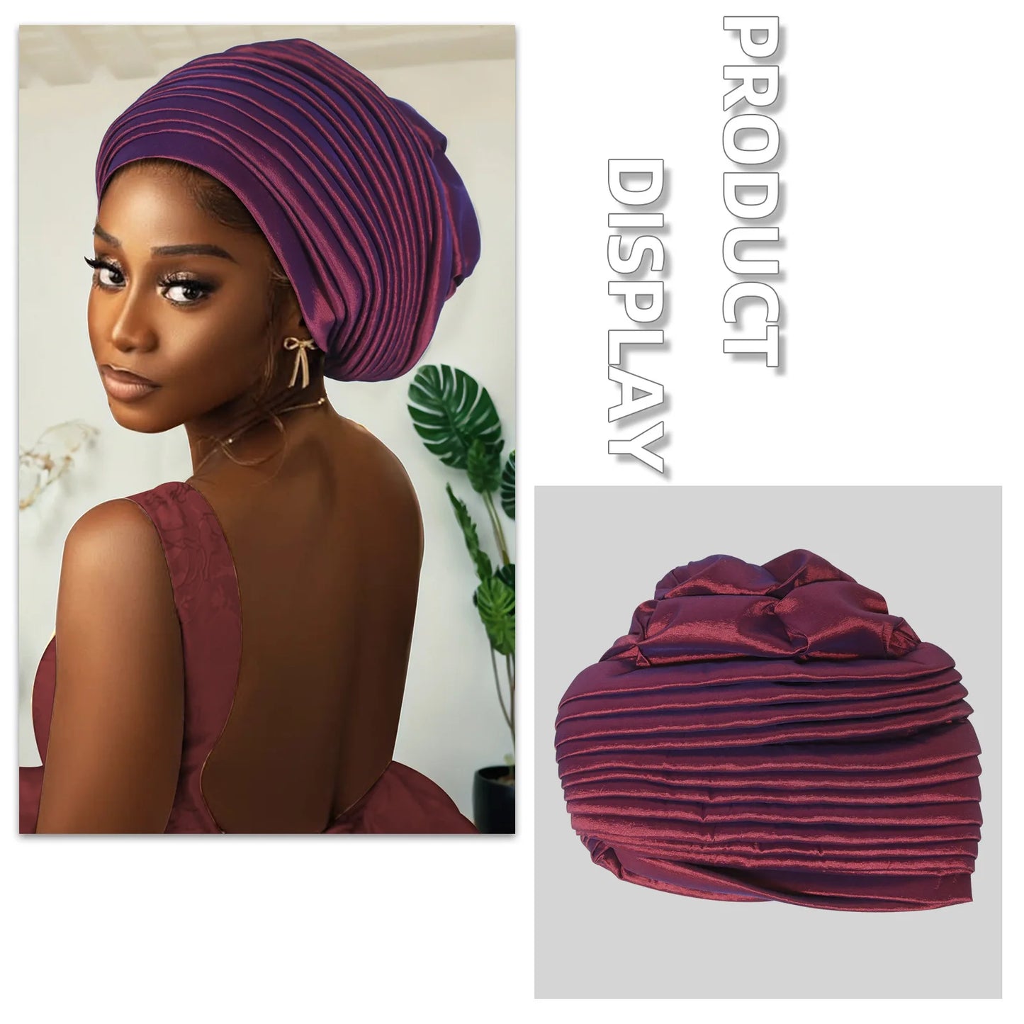 New African Auto Gele Headties Muslim Turban Hijab for Women Pleated Bonnet Indian Cap Nigeria Head Wrap Hat Wedding Geles Scarf