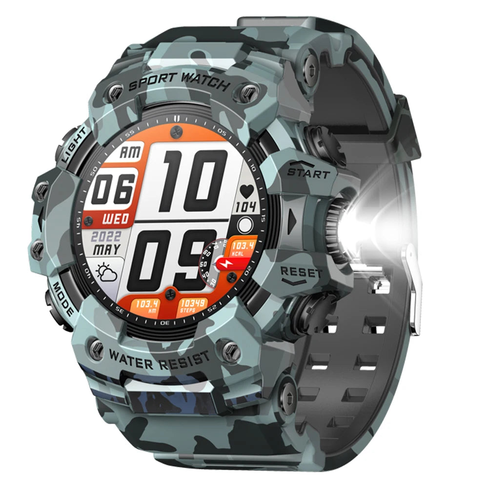Outdoor Sports Smart Watches Men Blue Tooth Call Smartwatch Compass Waterproof Sleep Health Monitoring Message Push Flashlight