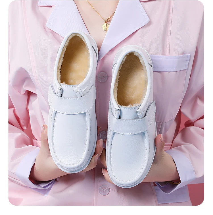 STRONGSHEN Women Platform Wedges Casual White Shoes Soft Nurse Work Shoes Hollow Out Breathable Comfort Non-slip Nursing Shoes