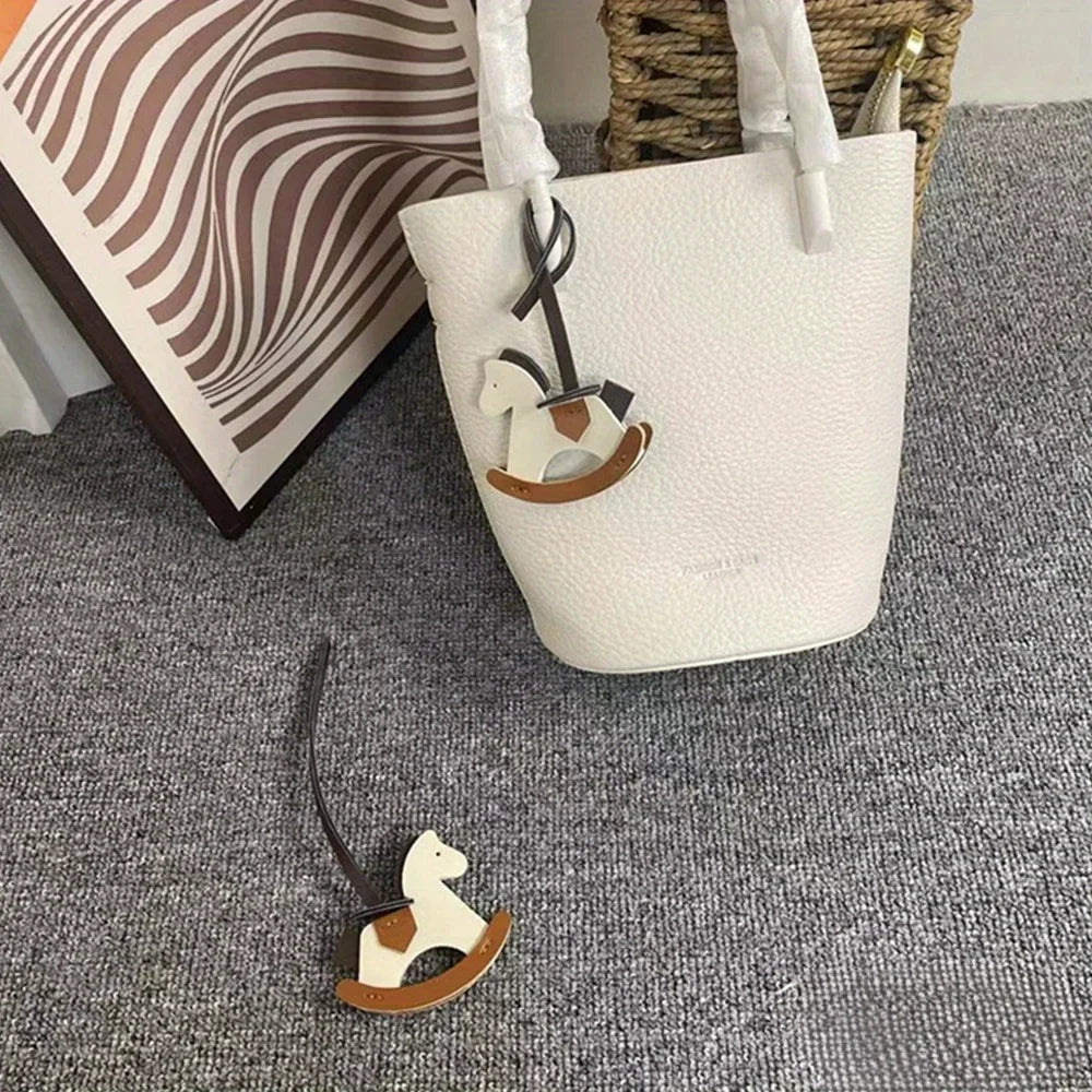 1Pc Cute PU Cartoon Pony Bag Charm for Women Teen Girls Animal Keychain Fashion Accessories DIY Gift for College Students