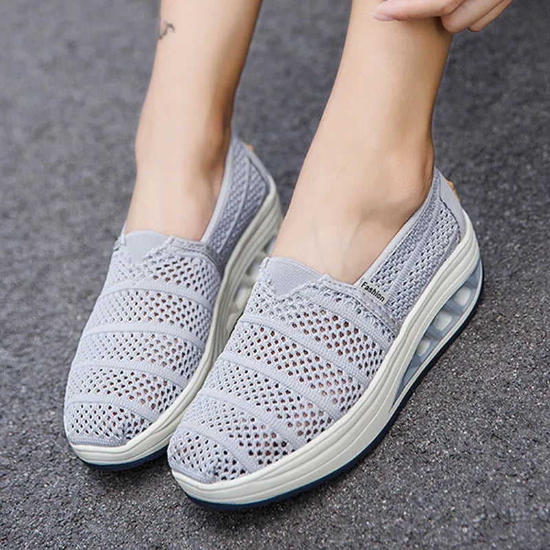 Women's Mesh Breathable Loafers Solid Color Slip On Summer Platform Sneakers Women Walking Casual Shoes Zapatos Mujer WSH5094