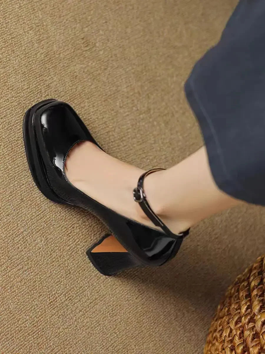 Thick Bottom High Heels Women Shoes Solid Fashion Temperament Single Shoe Spring Summer Ankle Buckle Elegant Woman Heeled Shoes