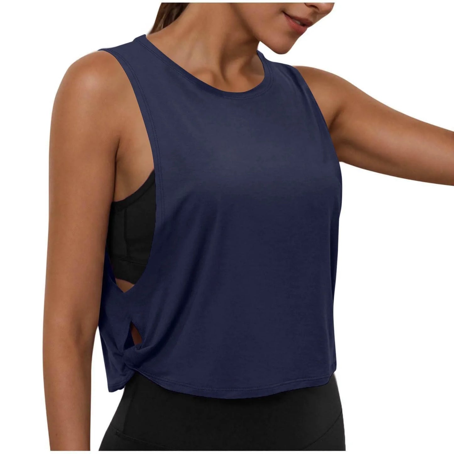 Women Sleeveless Yoga Top Breathable Gym Vest Tank Crop Top Running Tee