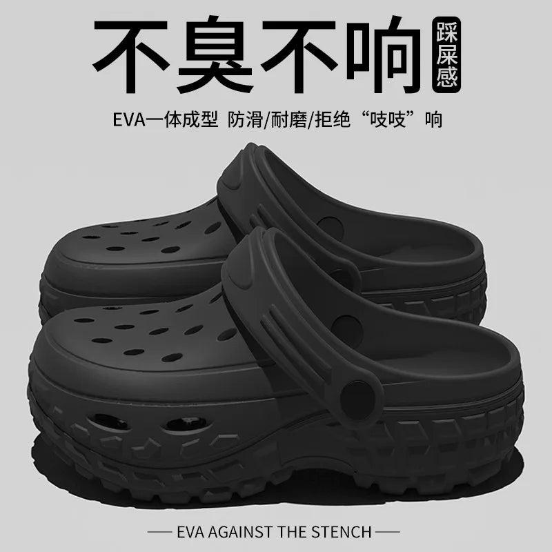 Men Platform Sandals 2025 Summer Closed Toe Non-slip Beach Sandals Woman Lightweight Soft Bottom Non-slip Sandalias for Home
