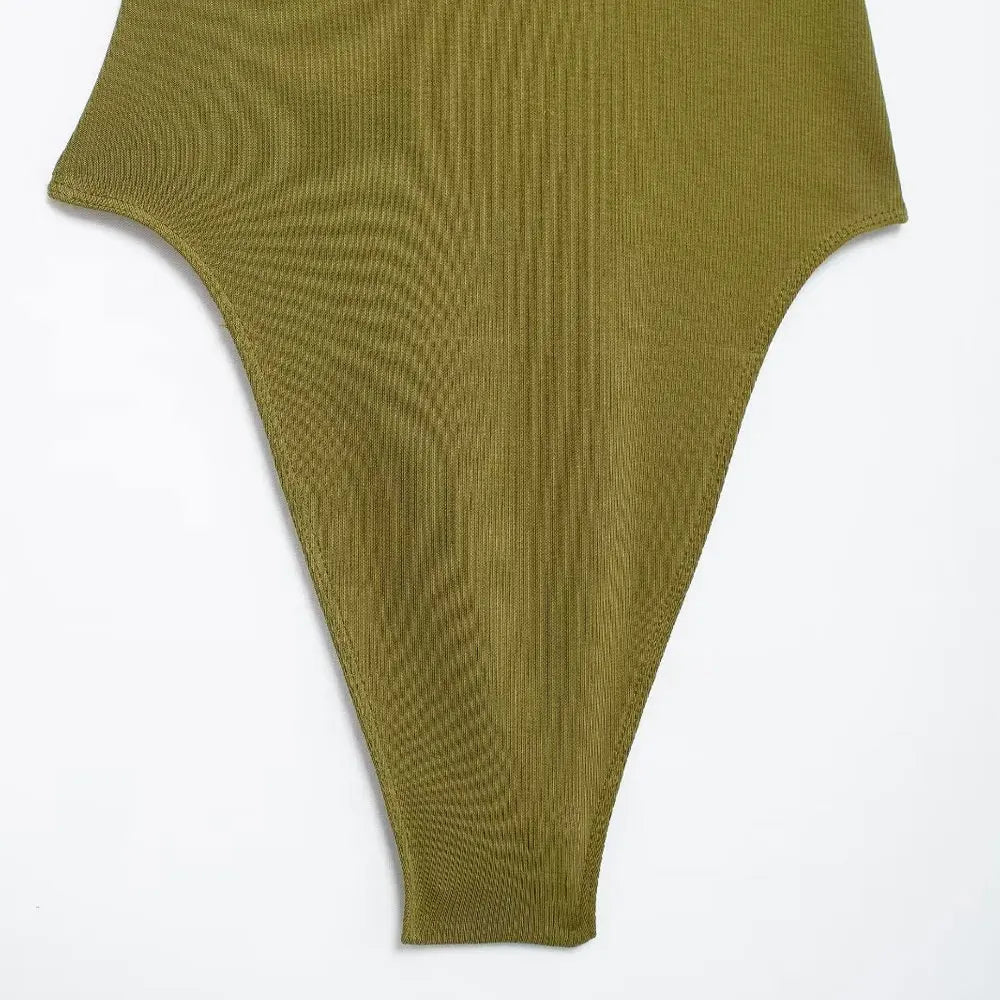 Skinny Ribbed Bodysuits for Women, O Neck, Straps, Snap-Button, Female Playsuits, Sexy Fashion