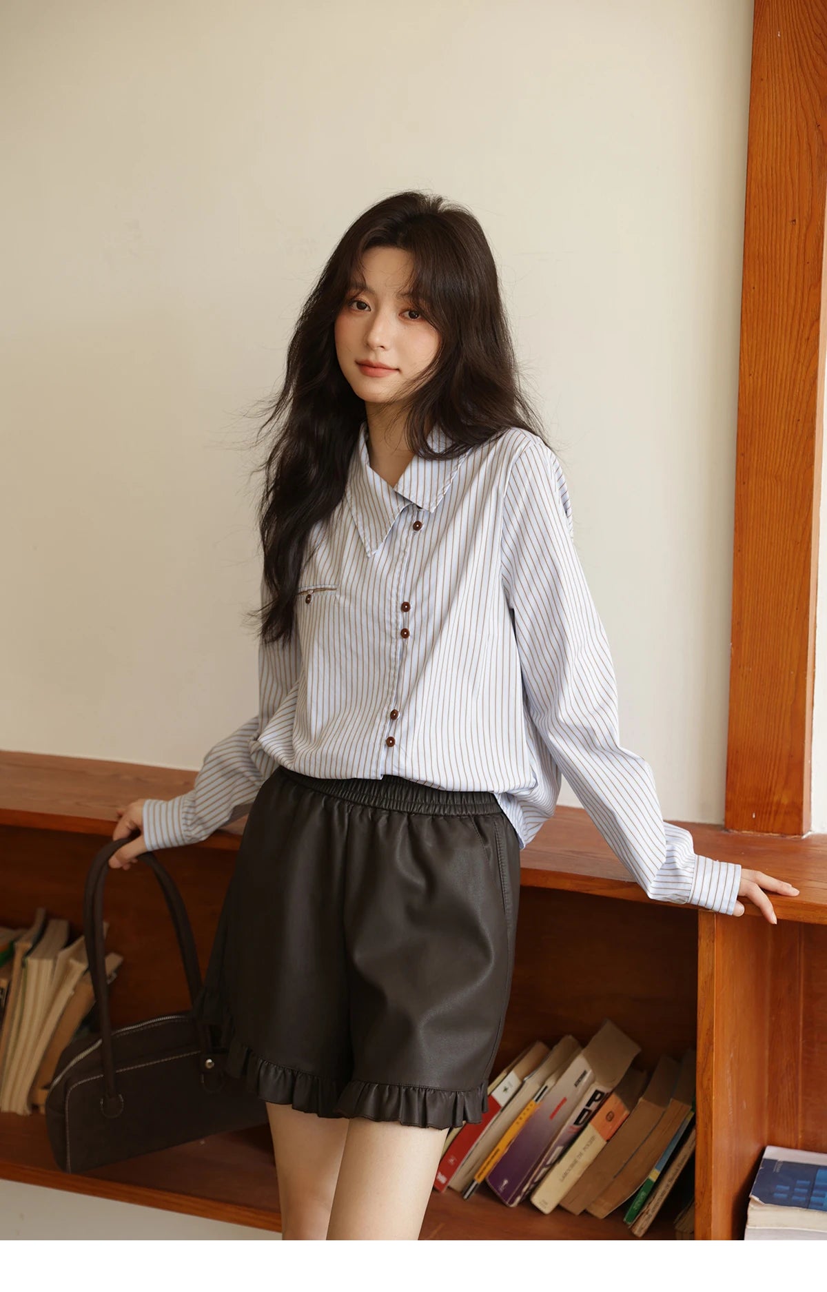 MISHOW Women's Striped Asymmetric Shirt 2025 Autumn New Arrival Vintage Loose Long Sleeve Tops Commuter Woman Clothes MXE42C2375 BAZAARHUBO
