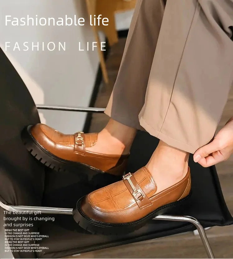 Business Men Thick-soled Loafers Black Brown Men One-foot Anti-slip Wear-resistant Business Social Shoes Brand Shoes Men 38-46