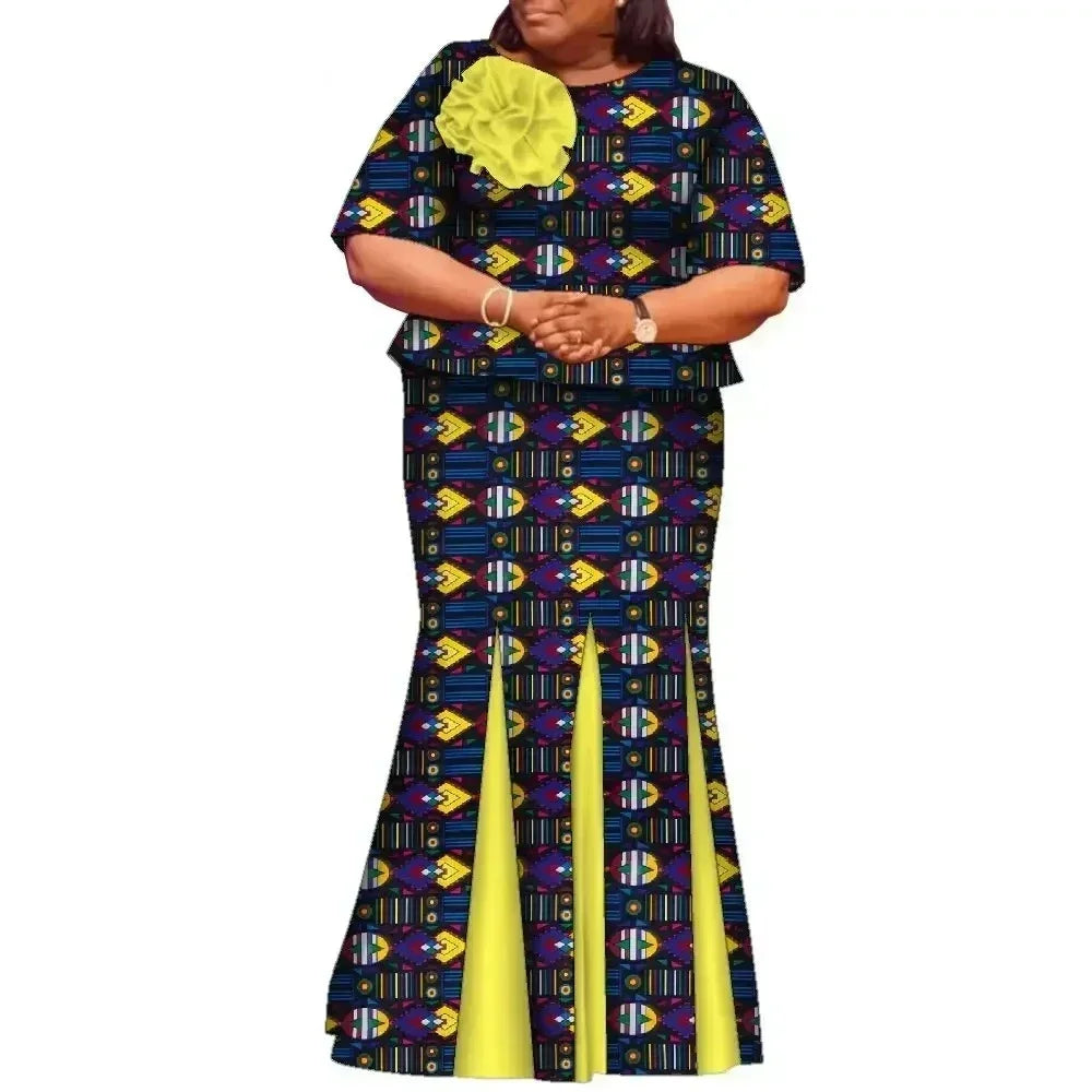 African Skirts and Top Sets for Women Party Ankara Fashion African Print Clothes Dashiki Outfits Lady Evening Gowns WY2143