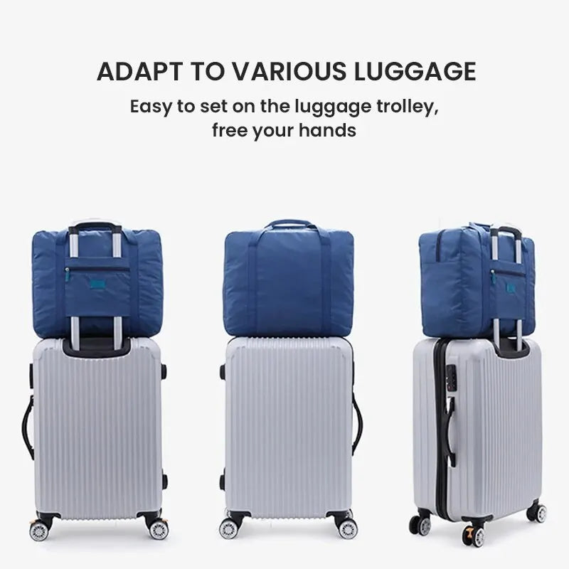Lightweight Foldable Travel Duffel Bag Unisex Tote Carry-On Luggage for Weekenders Overnight Stays Trips Suitcase Organiser Bags