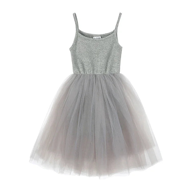 Fashion Cute Girls Casual Dresses Solid Color Sleeveless Suspenders Girls Dress Summer Kids Dresses for Girls 1-8 Years