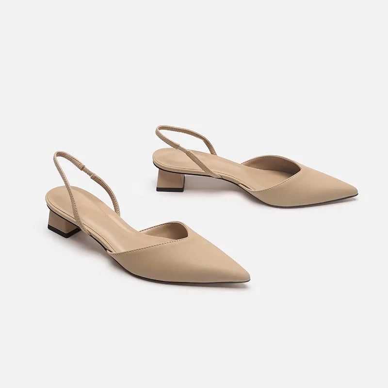 Baotou Sandals Women's 2025 New Summer Simple Pointed Square Heel Sandals Women's High Heels Thin Strap Fashion Single Shoes
