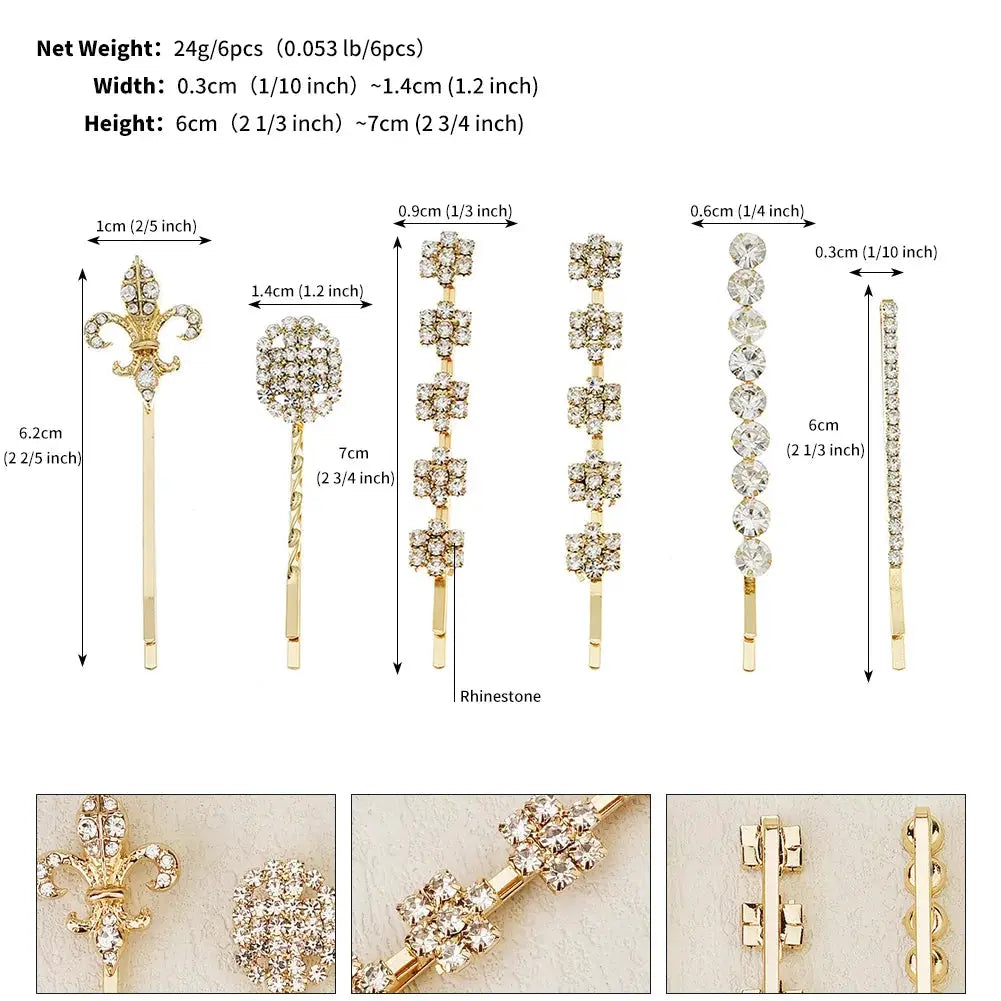 Upscale Luxurious Crystal Zircon Hair Clip Temperament Elegant Wild Hair Pins Leisure Prom Street Beat Personality Retro Hair BAZAARHUBO