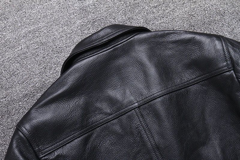 Long Jacket Men Genuine Leather Wind Coat Classic Black Plus Size Cowhide Jacket Casual Leather Cloth кожаная куртка мужская