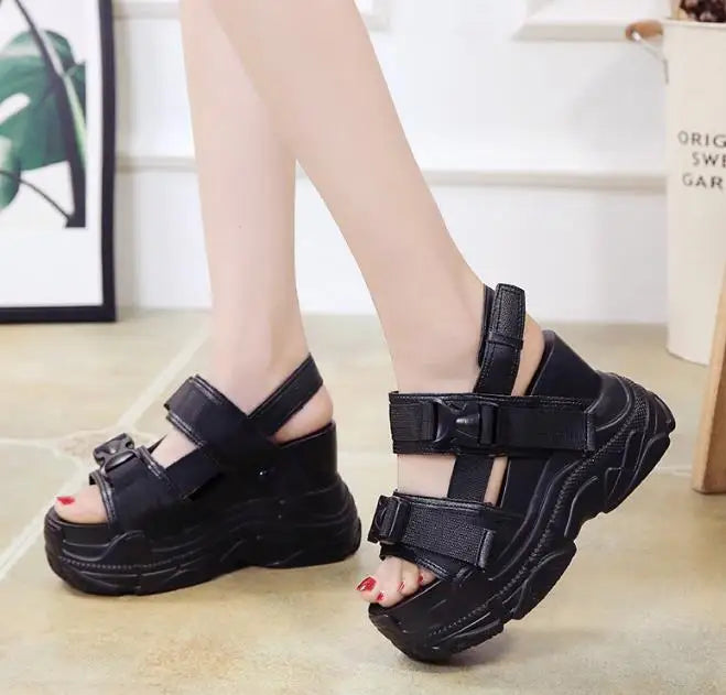 High Heels Sandals Women Shoes New Summer Wedges Height Increasing 11cm Ladies Sandal Platform Chunky Shoes Sandalias Mujer