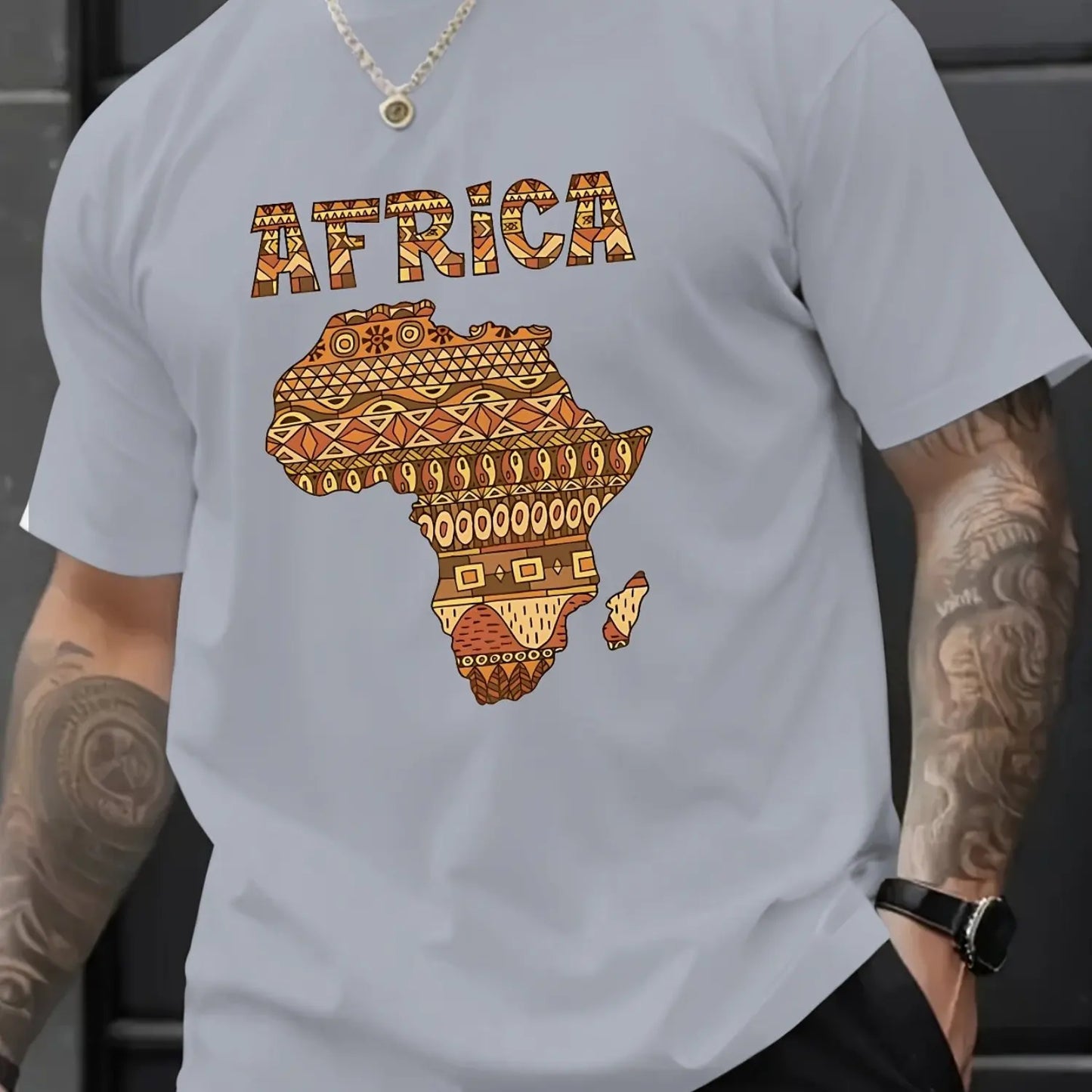 Men Africa Graphic T-Shirt - Vibrant African Map Design Soft Comfortable Short Sleeve Tee Casual Summer Style Men Clothing