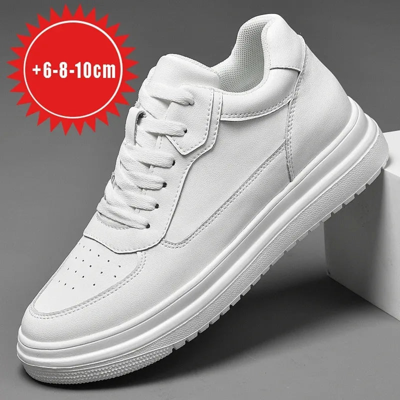 6 8 10cm Height Increasing Men Shoes High Quality Casual Leather Shoes Lace Up Platform Vulcanized Shoes Luxury Sneakers for Men