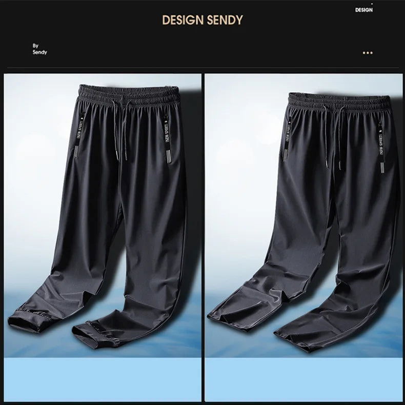 Summer Men Casual High end Ice Silk Pants Sports Pants Quick-Drying Men's Trousers Sweatpants Male Elastic Plus Size 8xl 7xl 6xl