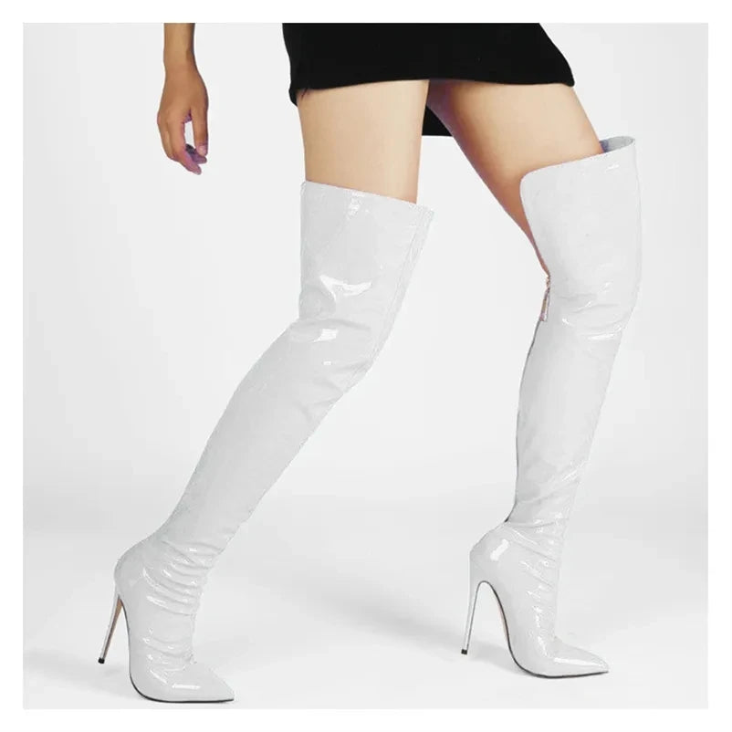 11CM Elastic Thigh Boots Sexy Stiletto High Heels Women Over-the-Knee Boots Pointed Toe Strippers Ladies Shoes Pole Dancing Boot