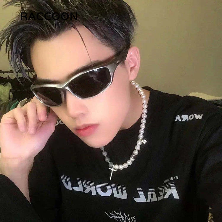 Cyber Y2K Futuristic Sunglasses Men Women Fashion Punk Sports Sun Glasses Steampunk Polarized Cycling Eyewear 2000S Aesthetic