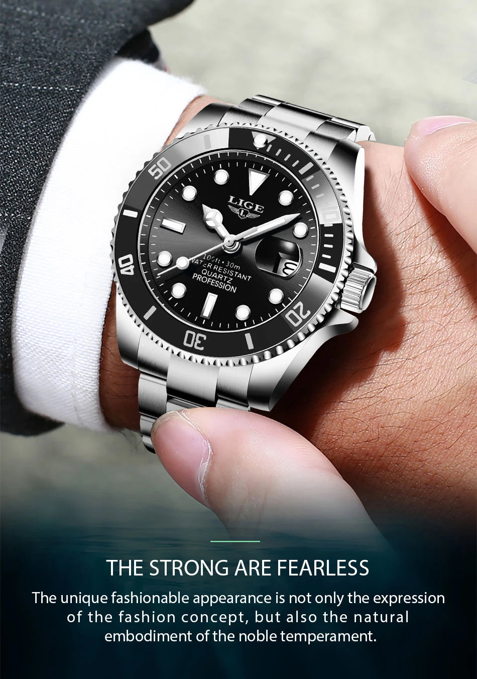 LIGE Top Original Men Quartz Watches Blue Waterproof Watch for Men Stainless Steel Quartz Men Luxury Watch Luminous Wristwatch