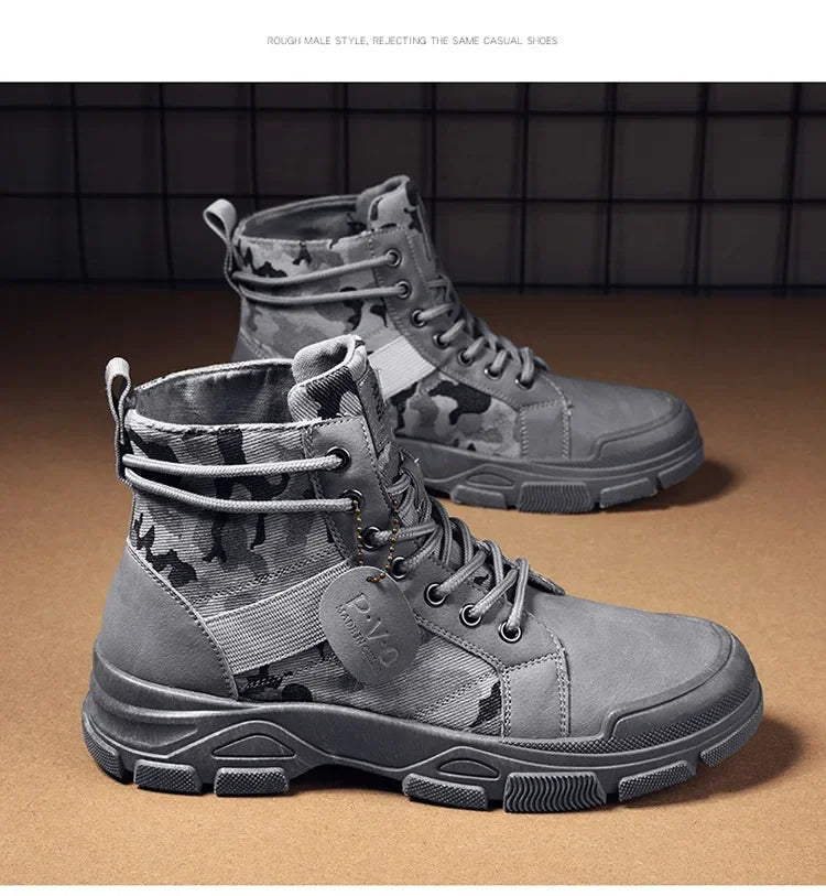 2024 New Men Military Tactical Men's Boots Special Force PU Leather Waterproof Desert Combat Ankle Boot Army Work Men Shoes EVA