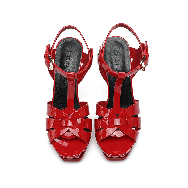 2023 Summer New Genuine Leather Brand High Heels Women's Open Toe Single Shoes Wedding Party Fish Mouth Shoes 13CM High Heels