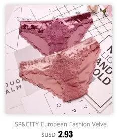 SP&CITY Sporty Style Sexy Transparent Underwear Women Crotch Cotton Briefs Soft Hollow Out Panties String Thong Sex Lingerie