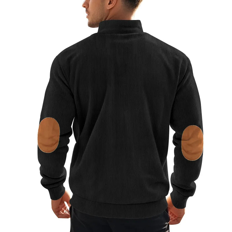 spring autumn new men's fleece sweatshirt stand-up collar half zipper pullover long sleeve sweatshirt corduroy trend men's tops