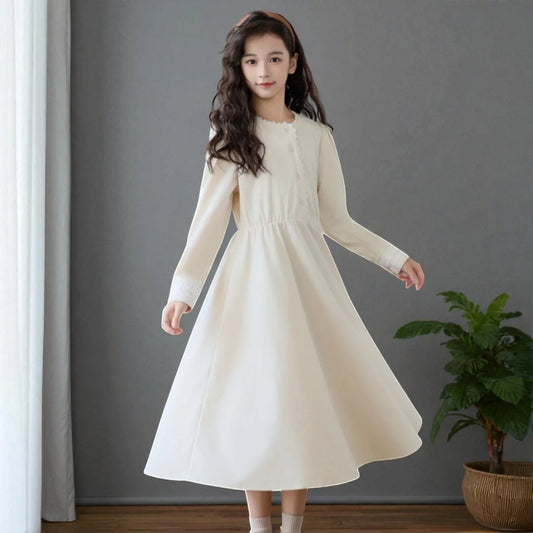 Back to School Uniform Kids Black Dresses for Girls Clothes Long Sleeve Casual Dresses Outfits Teenagers Children Baby Costumes