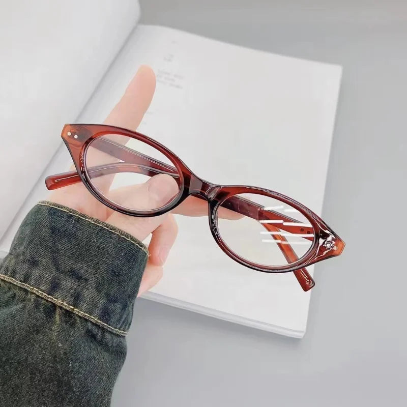 Y2K Retro Oval Frame Glasses Women Leopard Ins Sweet Cool Eyewear Trend Brand Reading Computer Anti Blue Light Eyeglasses BAZAARHUBO