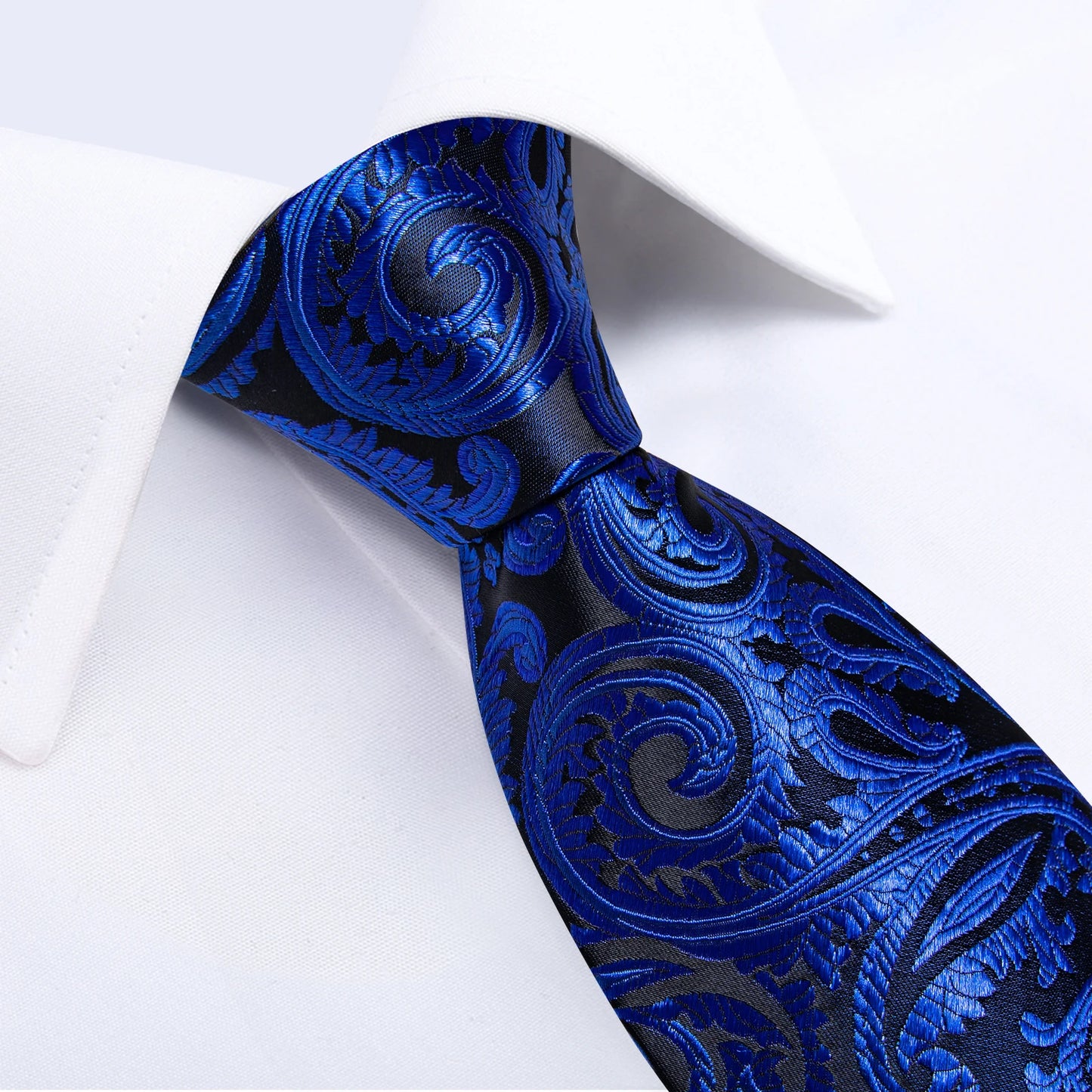 Royal Blue Paisley Plaid Striped Men tie Set with Handkerchief Cufflinks Wedding Prom Groom Accessories Perfect Gift for Men BAZAARHUBO