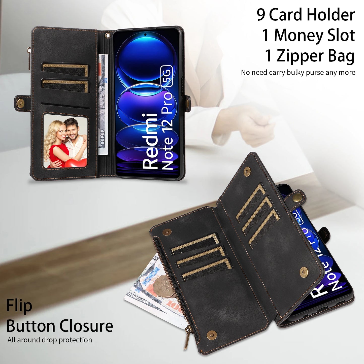 For Xiaomi Redmi Note 15 14 13 15C Poco X7 Pro F5 12 13C 14C 13T 15T Plus 5g Cases 4g Leather Wallet Card Holder Flip Phone Bags