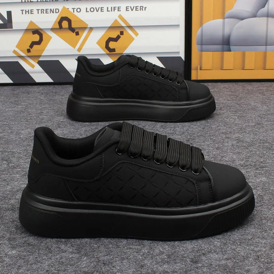 Men's Shoes 2025 Autumn Comfortable Platform Casual Sports Shoes Thick Soled Lace Up Anti Slip Outdoor Fashion PU Leather Shoes