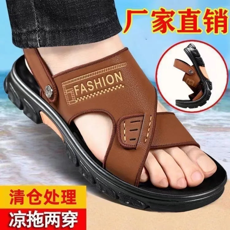 Men's sandals summer non-slip beach shoes casual wear cool slippers men's thick soles