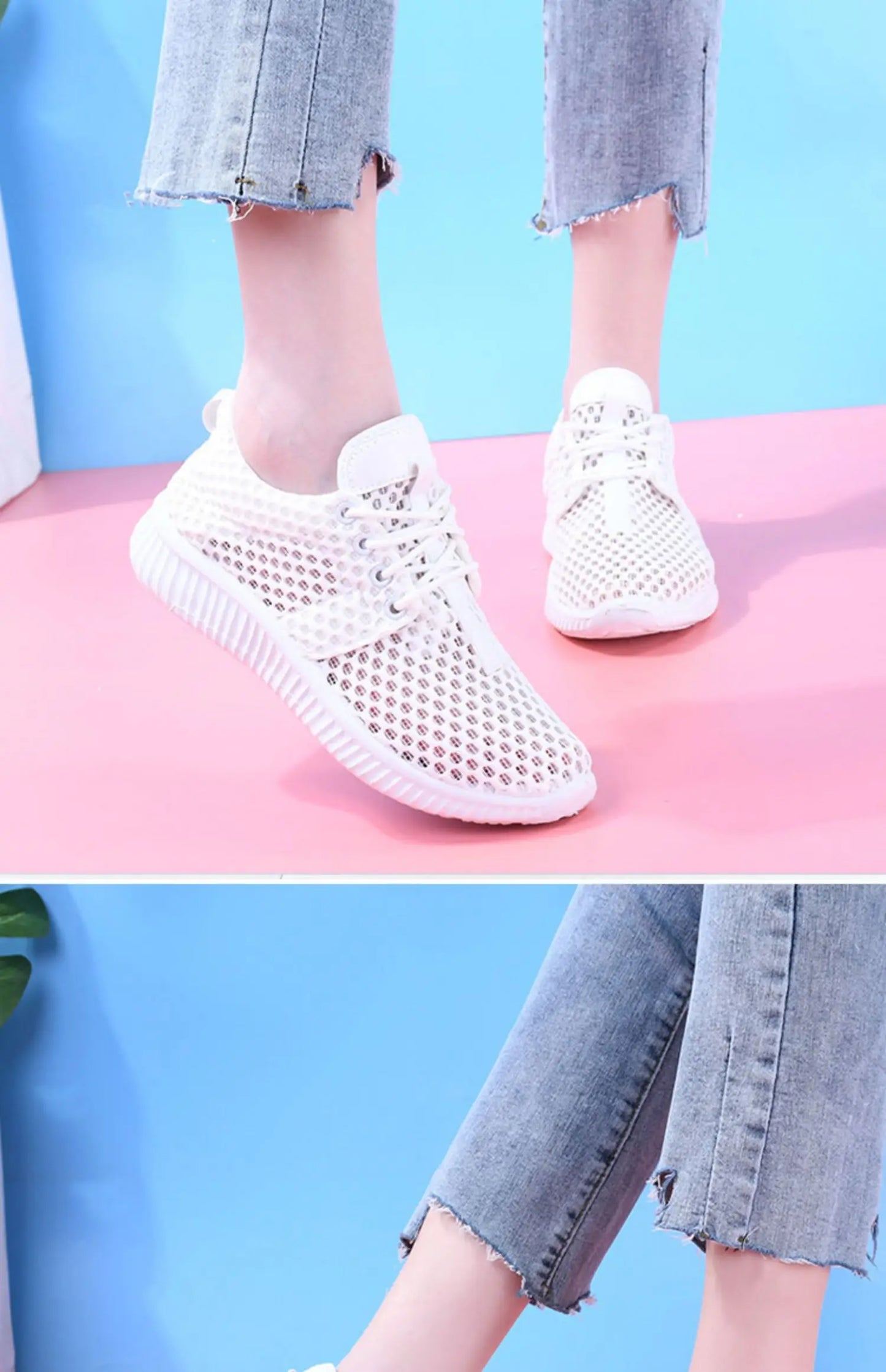 women's summer mesh shoes women's breathable mesh surface casual sports comfort mother's shoes anti slip soft sole  white shoe